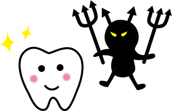 虫歯菌に狙われる健康な歯のイラスト