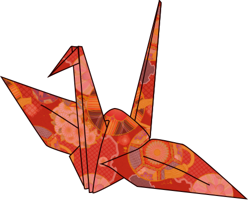 和紙の折り鶴のイラスト