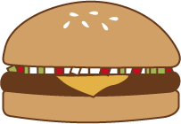 ファーストフードのハンバーガーチーズバーガーのイラスト